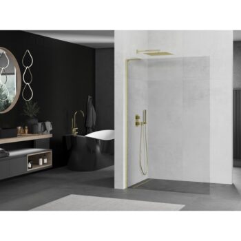 MEXEN/S - Kioto L Sprchová zástena WALK-IN 60 x 200, transparent, zlatá kartáčovaná 800-060-103-55-00