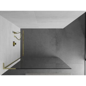 MEXEN/S - Kioto L Sprchová zástena WALK-IN 60 x 200, transparent, zlatá kartáčovaná 800-060-103-55-00