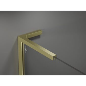 MEXEN/S - Kioto+ L Sprchová zástena WALK-IN s poličkou a držiakom uterákov 60 x 200, transparent, zlatá kartáčovaná 800-060-123-55-00