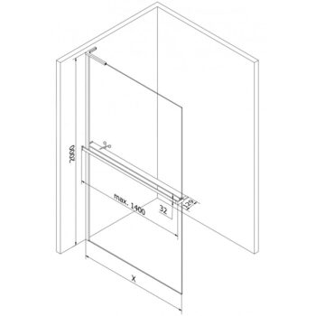 MEXEN/S - Kioto+ L Sprchová zástena WALK-IN s poličkou a držiakom uterákov 60 x 200, transparent, zlatá kartáčovaná 800-060-123-55-00