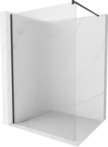 MEXEN/S - Kioto Sprchová zástena WALK-IN 100 x 200, prúžky 8 mm, čierna 800-100-101-70-09