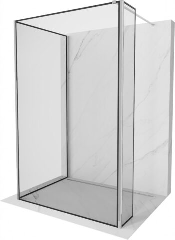 MEXEN/S - Kioto Sprchová zástena WALK-IN 100 x 90 x 30, čierny vzor, chróm 800-100-090-221-01-70-030