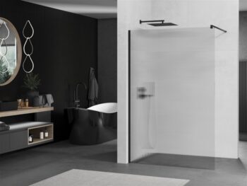 MEXEN/S - Kioto Sprchová zástena WALK-IN 110 x 200, prúžky 8 mm, čierna 800-110-101-70-09