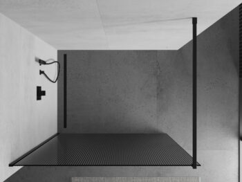 MEXEN/S - Kioto Sprchová zástena WALK-IN 110 x 200, prúžky 8 mm, čierna 800-110-101-70-09