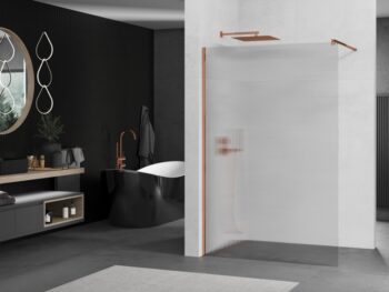 MEXEN/S - Kioto Sprchová zástena WALK-IN 110 x 200, prúžky 8 mm, růžové zlato 800-110-101-60-09