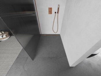 MEXEN/S - Kioto Sprchová zástena WALK-IN 110 x 200, prúžky 8 mm, růžové zlato 800-110-101-60-09