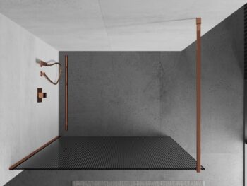MEXEN/S - Kioto Sprchová zástena WALK-IN 110 x 200, prúžky 8 mm, růžové zlato 800-110-101-60-09