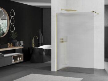 MEXEN/S - Kioto Sprchová zástena WALK-IN 110 x 200, prúžky 8 mm, zlatá 800-110-101-50-09