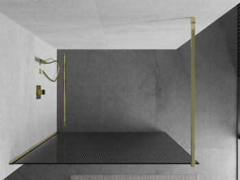 MEXEN/S - Kioto Sprchová zástena WALK-IN 110 x 200, prúžky 8 mm, zlatá 800-110-101-50-09