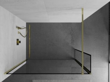 MEXEN/S - Kioto Sprchová zástena WALK-IN 110 x 40, čierny vzor, zlatá 800-110-212-50-70-040