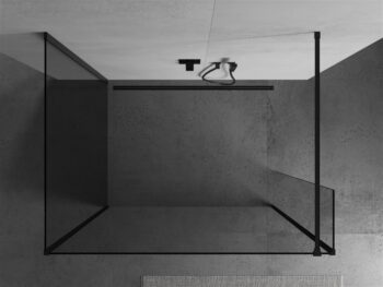 MEXEN/S - Kioto Sprchová zástena WALK-IN 115 x 110 x 40, transparent, čierna 800-115-110-221-70-00-040