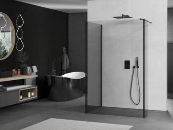 MEXEN/S - Kioto Sprchová zástena WALK-IN 115 x 110 x 40, transparent, čierna 800-115-110-221-70-00-040
