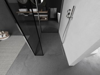 MEXEN/S - Kioto Sprchová zástena WALK-IN 120 x 110 x 30, čierny vzor, chróm 800-120-110-221-01-70-030