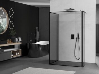 MEXEN/S - Kioto Sprchová zástena WALK-IN 120 x 110 x 40, čierny vzor, čierna 800-120-110-221-70-70-040