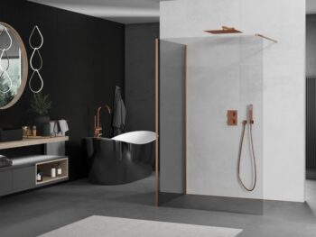 MEXEN/S - Kioto Sprchová zástena WALK-IN 120 x 120, transparent, meď kartáčovaná 800-120-212-65-00-120