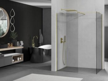 MEXEN/S - Kioto Sprchová zástena WALK-IN 120 x 120, transparent, zlatá 800-120-202-50-00-120