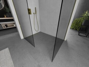 MEXEN/S - Kioto Sprchová zástena WALK-IN 120 x 120, transparent, zlatá 800-120-202-50-00-120