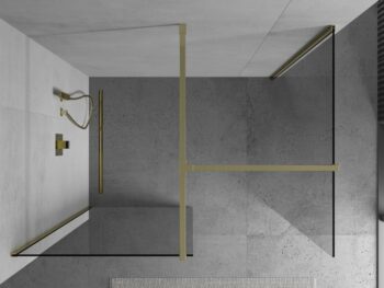MEXEN/S - Kioto Sprchová zástena WALK-IN 120 x 120, transparent, zlatá 800-120-202-50-00-120
