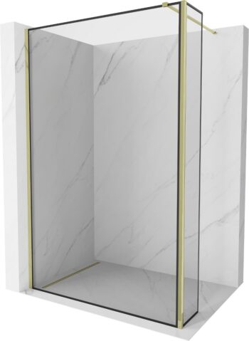 MEXEN/S - Kioto Sprchová zástena WALK-IN 120 x 30, čierny vzor, zlatá 800-120-212-50-70-030