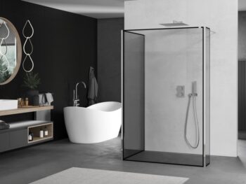 MEXEN/S - Kioto Sprchová zástena WALK-IN 120 x 80 x 30, čierny vzor, chróm 800-120-080-221-01-70-030