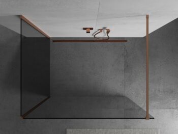 MEXEN/S - Kioto Sprchová zástena WALK-IN 120 x 90, transparent, meď kartáčovaná 800-120-212-65-00-090