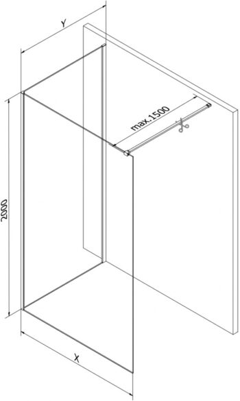 MEXEN/S - Kioto Sprchová zástena WALK-IN 125 x 120, transparent, chróm 800-125-212-01-00-120