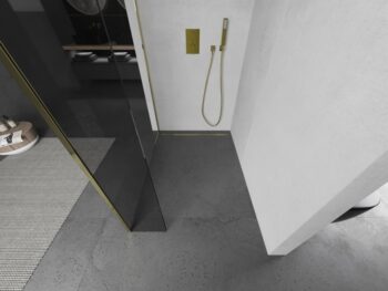 MEXEN/S - Kioto Sprchová zástena WALK-IN 125 x 40, transparent, zlatá 800-125-212-50-00-040
