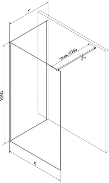 MEXEN/S - Kioto Sprchová zástena WALK-IN 125 x 90, transparent, chróm 800-125-212-01-00-090