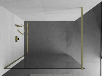 MEXEN/S - Kioto Sprchová zástena WALK-IN 50 x 200, transparent 8 mm, zlatá kartáčovaná 800-050-101-55-00