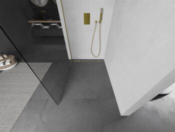 MEXEN/S - Kioto Sprchová zástena WALK-IN 65 x 200, transparent 8 mm, zlatá kartáčovaná 800-065-101-55-00