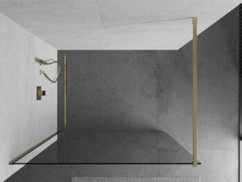 MEXEN/S - Kioto Sprchová zástena WALK-IN 65 x 200, transparent 8 mm, zlatá kartáčovaná 800-065-101-55-00