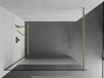 MEXEN/S - Kioto Sprchová zástena WALK-IN 70 x 200, transparent/dekor 8 mm, zlatá kartáčovaná 800-070-101-55-35