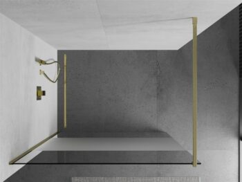 MEXEN/S - Kioto Sprchová zástena WALK-IN 80 x 200, transparent/dekor 8 mm, zlatá kartáčovaná 800-080-101-55-35