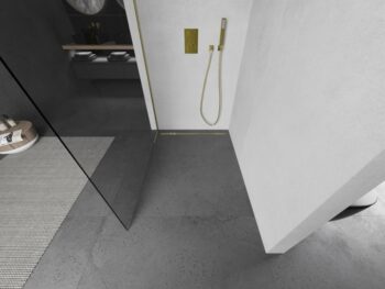 MEXEN/S - Kioto Sprchová zástena WALK-IN 90 x 200, transparent 8 mm, zlatá kartáčovaná 800-090-101-55-00