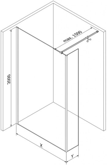 MEXEN/S - Kioto Sprchová zástena WALK-IN 90 x 30, čierny vzor, chróm 800-090-212-01-70-030