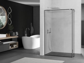 MEXEN/S - Kioto Sprchová zástena WALK-IN 90 x 30, čierny vzor, chróm 800-090-212-01-70-030