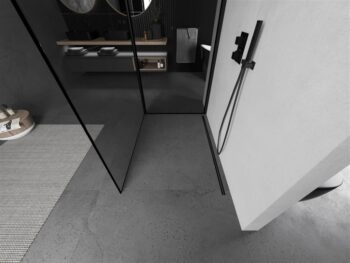 MEXEN/S - Kioto Sprchová zástena WALK-IN 90 x 70, čierny vzor, čierna 800-090-212-70-70-070