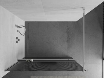 MEXEN/S - Kioto+ Sprchová zástena WALK-IN s poličkou a držiakom uterákov 120 x 200, prúžky 8 mm, chróm 800-120-121-01-09