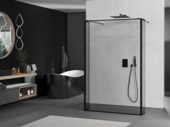 MEXEN/S - Kioto Sprchová zástena WALK-IN voľne stojaca 100 x 30 x 30, čierny vzor, čierna 800-100-030-222-70-70-030