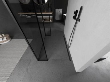 MEXEN/S - Kioto Sprchová zástena WALK-IN voľne stojaca 100 x 30 x 30, čierny vzor, čierna 800-100-030-222-70-70-030