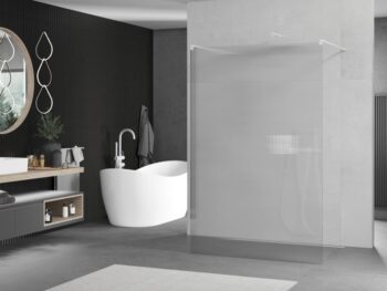 MEXEN/S - Kioto Sprchová zástena WALK-IN voľne stojaca 110 x 200, prúžky 8 mm, biela 800-110-002-20-09