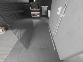 MEXEN/S - Kioto Sprchová zástena WALK-IN voľne stojaca 110 x 200, prúžky 8 mm, biela 800-110-002-20-09