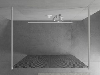 MEXEN/S - Kioto Sprchová zástena WALK-IN voľne stojaca 110 x 200, prúžky 8 mm, biela 800-110-002-20-09