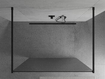 MEXEN/S - Kioto Sprchová zástena WALK-IN voľne stojaca 110 x 200, prúžky 8 mm, čierna 800-110-002-70-09