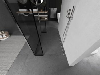 MEXEN/S - Kioto Sprchová zástena WALK-IN voľne stojaca 110 x 30 x 30, čierny vzor, chróm 800-110-030-222-01-70-030