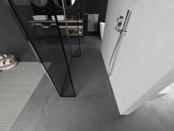 MEXEN/S - Kioto Sprchová zástena WALK-IN voľne stojaca 90 x 30 x 30, čierny vzor, chróm 800-090-030-222-01-70-030