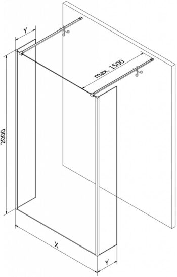 MEXEN/S - Kioto Sprchová zástena WALK-IN voľne stojaca 90 x 30 x 30, čierny vzor, chróm 800-090-030-222-01-70-030