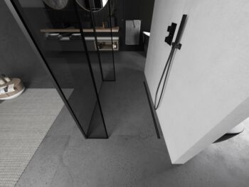 MEXEN/S - Kioto Sprchová zástena WALK-IN voľne stojaca 90 x 30 x 30, čierny vzor, čierna 800-090-030-222-70-70-030