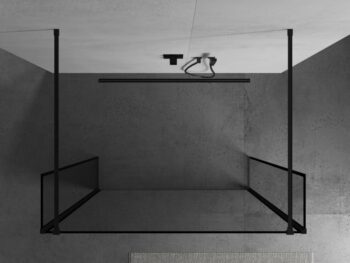 MEXEN/S - Kioto Sprchová zástena WALK-IN voľne stojaca 90 x 30 x 30, čierny vzor, čierna 800-090-030-222-70-70-030
