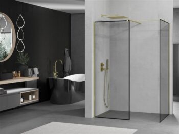 MEXEN/S - Kioto Sprchová zástena Walk-in 100 x 70, čierny vzor, zlatá 800-100-202-50-70-070